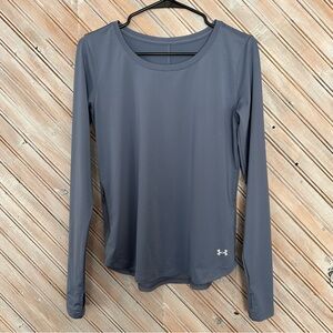 Under Armour Athletic Long Sleeve Workout Top Shirt Waffle Design On Back Pocket
